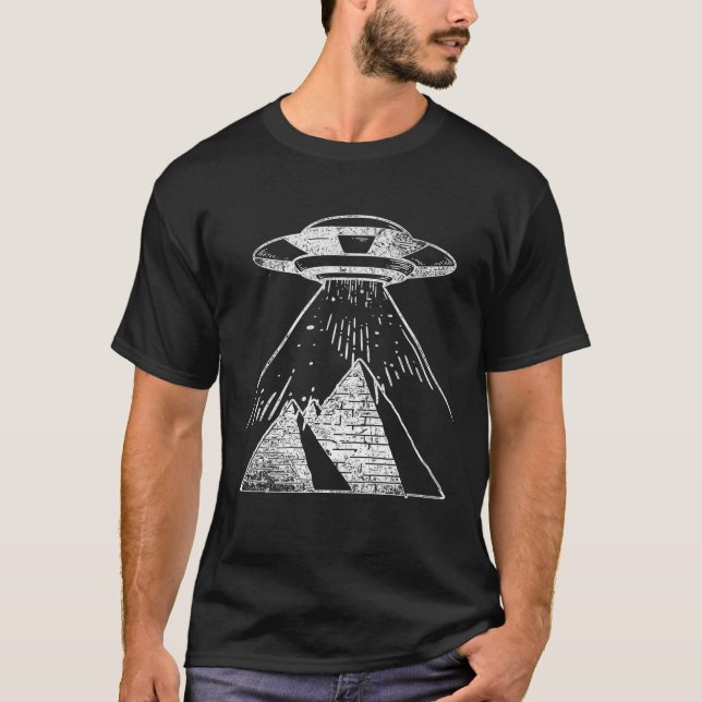 Egyptian Pyramids UFO Abduction Alien Astronaut Sc T-Shirt (Front)