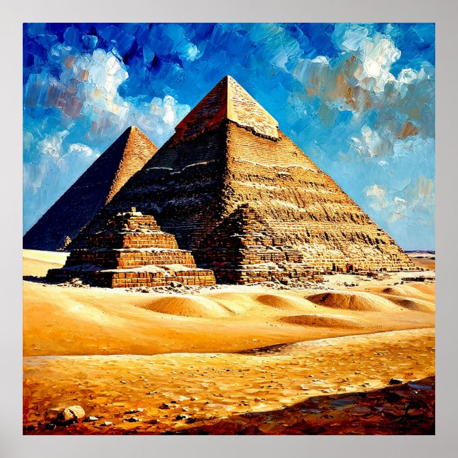 Egyptian Pyramids Under a Bright Blue Sky Poster (Front)
