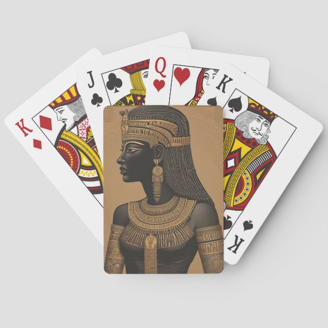 Egyptian Queen. Black and Gold. Playing Cards (Back)