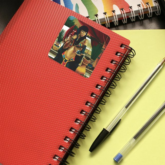 Egyptian Queen Cat Dragon Square Sticker (Creator Uploaded)