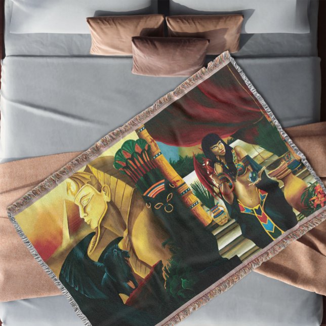 Egyptian Queen Cat Dragon Throw Blanket (Creator Uploaded)