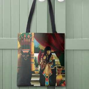 Egyptian Queen Cat Dragon Tote Bag