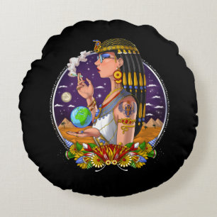 Egyptian Queen Cleopatra Round Cushion