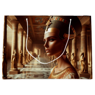 Egyptian Queen Majestic Art: Ancient Royalty Gold Large Gift Bag
