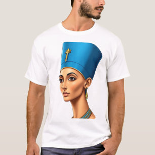 Egyptian Queen Nefertiti Face Illustration T-Shirt
