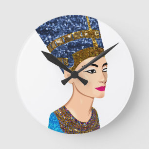 egyptian queen nefertiti round clock