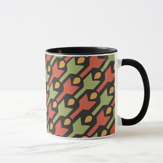Egyptian Red Green Arrow Pattern Coffee Mug (Right)
