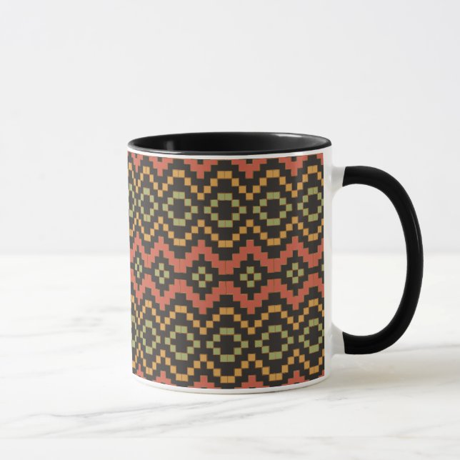 Egyptian Red Green Black Tribal Coffee Mug (Right)