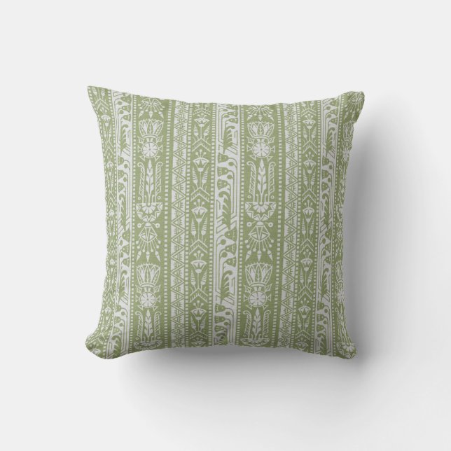 Egyptian Revival Stripes, Reed Green Cushion (Front)