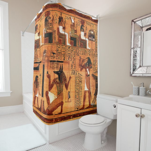 Egyptian Royal Papyrus Shower Curtain (In Situ)