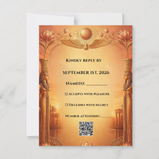 Egyptian RSVP Card | Gold & Blue