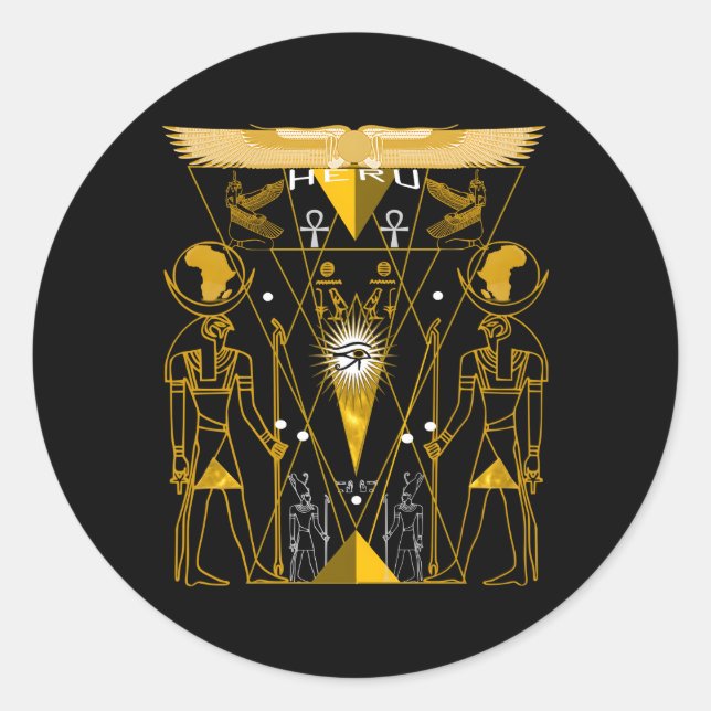Egyptian Sacred Geometry Horus Heru Classic Round Sticker (Front)