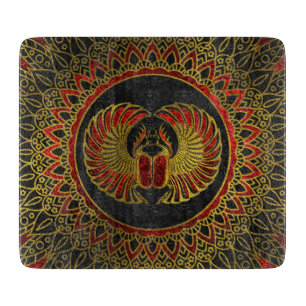 Egyptian Scarab Beetle - Gold and red  metallic Cutting Board