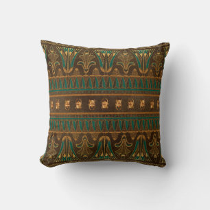 Egyptian Scarab Beetle Green and Gold Cushion