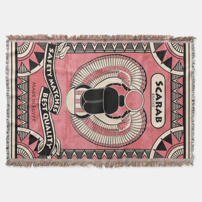 Egyptian Scarab Beetle Matchbox Throw Blanket (Front)