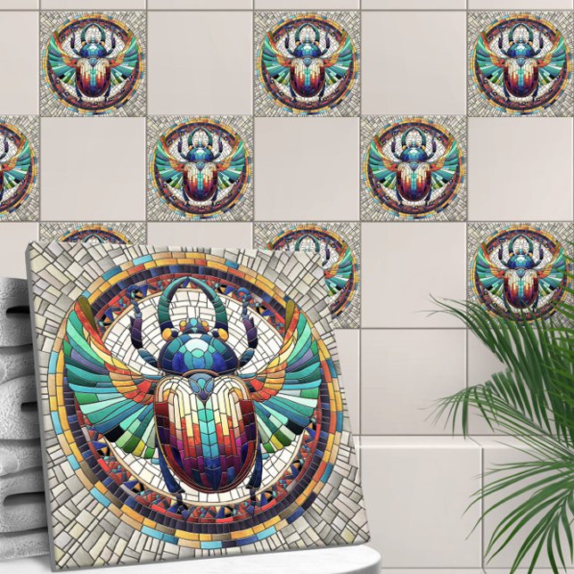 Egyptian Scarab Beetle -Mosaic Art Ceramic Tile (Creator Uploaded)