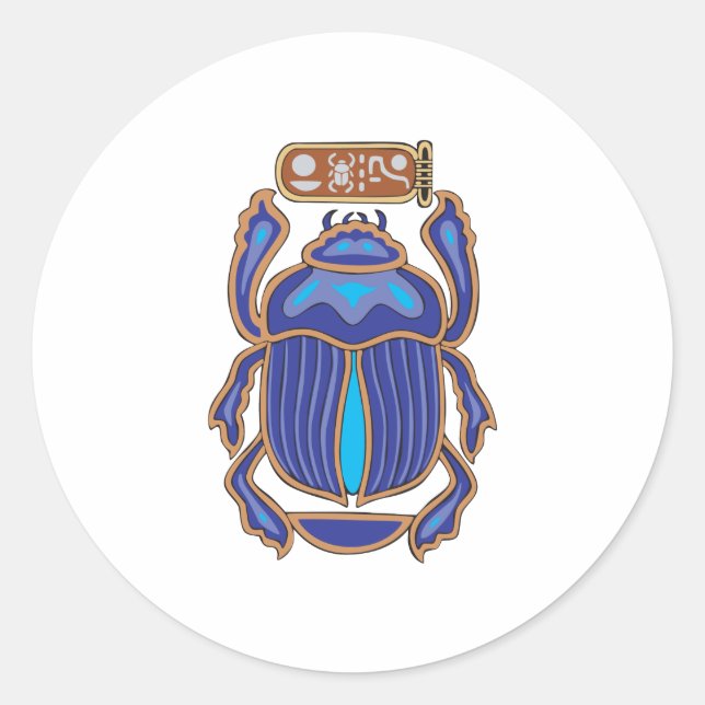 Egyptian Scarab Dung Dung Beetle Classic Round Sticker (Front)