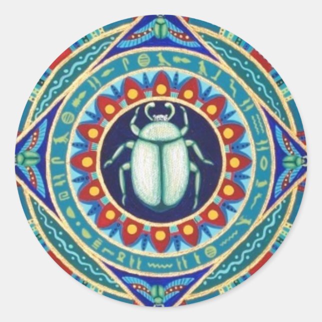 Egyptian scarab stickers by Soozie Wray. (Front)