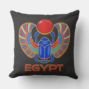 Egyptian Scarab With The Word Egypt Cushion