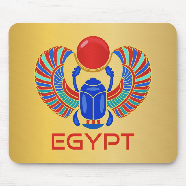 Egyptian Scarab With The Word Egypt Mouse Pad (Front)