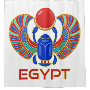 Egyptian Scarab With The Word Egypt Shower Curtain