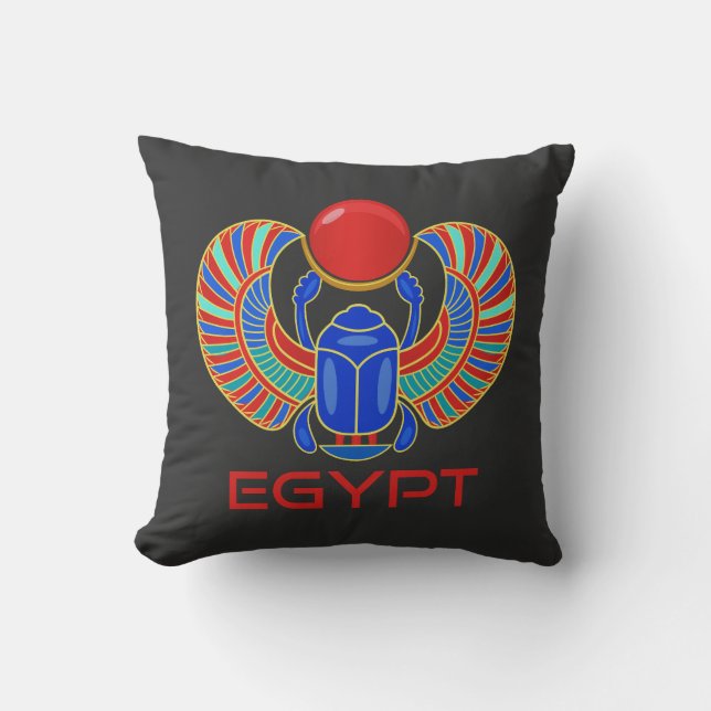 Egyptian Scarab With The Word Egypt Throw Pillow (Front)