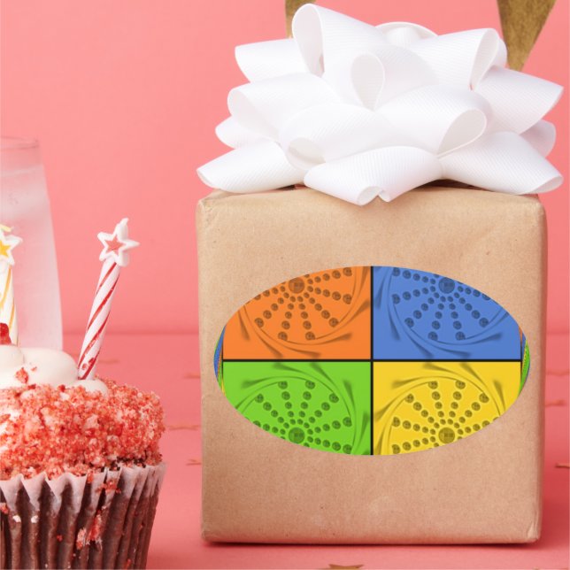 Egyptian Seamless set fabric pattern Oval Sticker (Party)