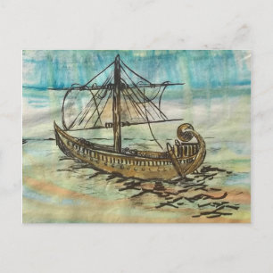 Egyptian Ship Barque of the Sun Art Postcard