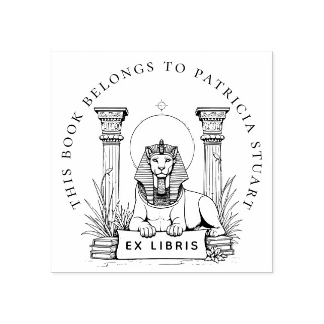 Egyptian Sphinx Custom Name Ex Libris Stamp (Imprint)