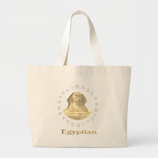 Egyptian sphinx dsigns large tote bag (Front)