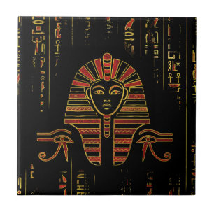 Egyptian  Sphinx on hieroglyphics red crystal Ceramic Tile