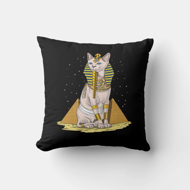 Egyptian Sphynx Cat Bastet Ancient Goddess Cushion (Front)