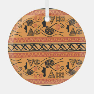 Egyptian Striped, Tribal Vintage Motif. Glass Tree Decoration