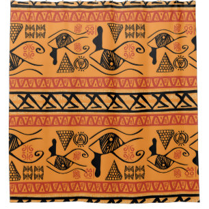 Egyptian Striped, Tribal Vintage Motif. Shower Curtain
