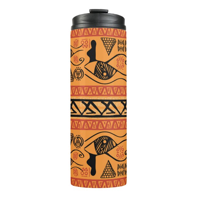 Egyptian Striped, Tribal Vintage Motif. Thermal Tumbler (Front)