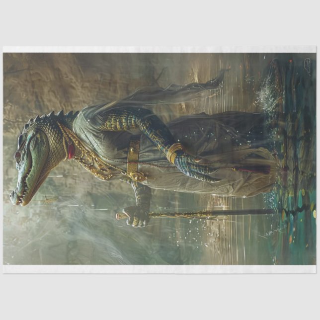 Egyptian Style Alligator Decoupage Tissue Paper (Front)