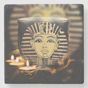 Egyptian-Style Beauty In Candle Light Stone Coaster