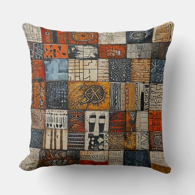 🏺 Egyptian Style Decorative Tiles Wall Pattern ✨ Cushion (Front)