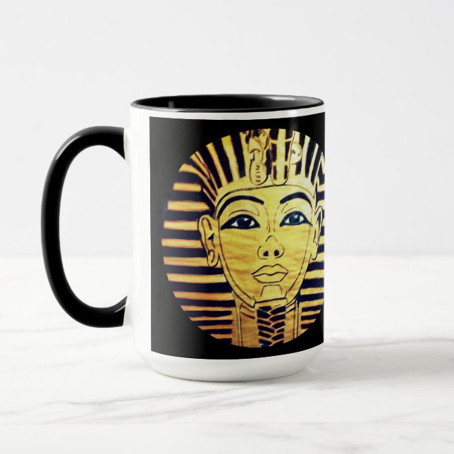 Egyptian Style Pharaoh Black and Gold Mug (Left)