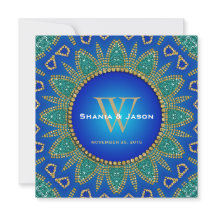Egyptian Sun Sparkle Teal Gold Monogram