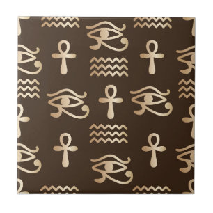 Egyptian Symbol Ankh Horus Eye Pattern Ceramic Tile
