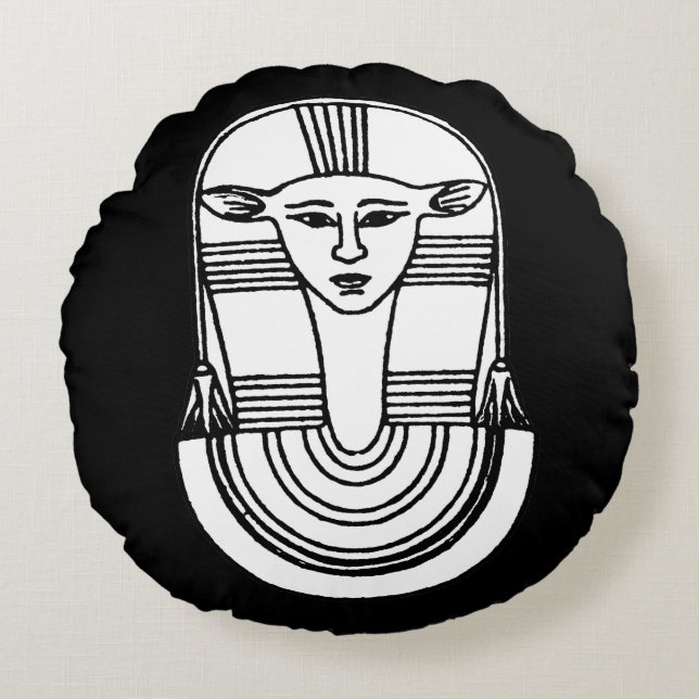 Egyptian Symbol: Hathor Round Cushion (Front)