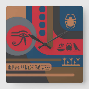 Egyptian Symbols Art Deco Composition #5 Square Wall Clock