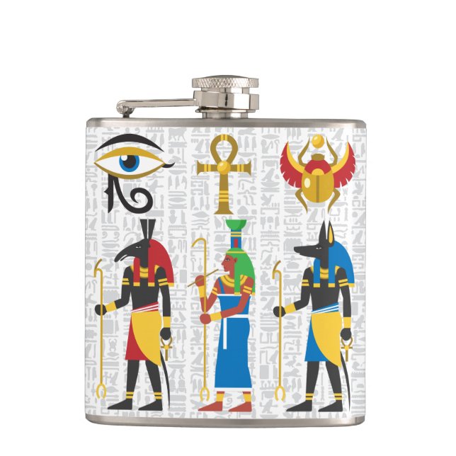 Egyptian Symbols Hip Flask (Front)