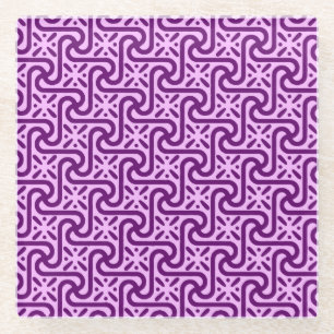 Egyptian tile pattern, amethyst and orchid glass coaster