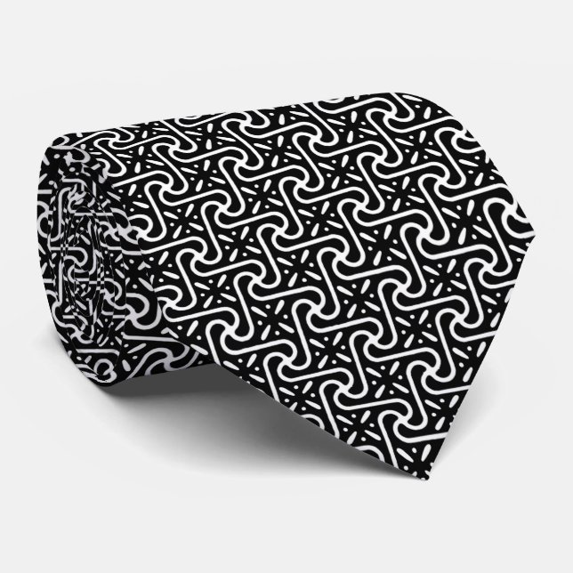Egyptian tile pattern, black and white tie (Rolled)
