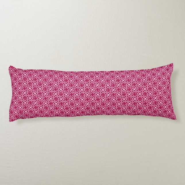 Egyptian tile pattern, burgundy and pink body cushion (Back)