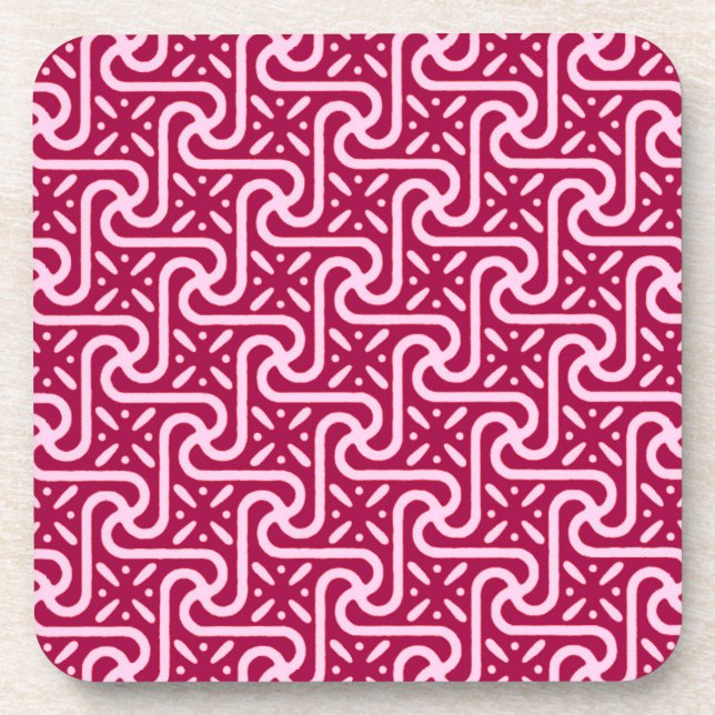 Egyptian tile pattern, burgundy and pink coaster (Front)