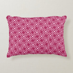 Egyptian tile pattern, burgundy and pink decorative cushion