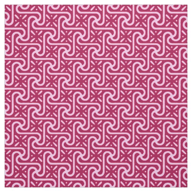 Egyptian tile pattern, burgundy and pink fabric (Swatch)